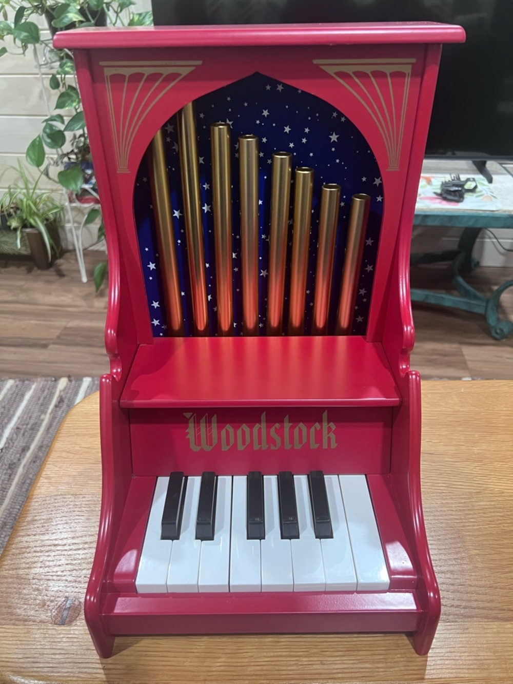 Woodstock Kids Red Toy Piano with Gold Pipes - Learning Keyboard